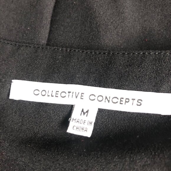 Collective Concepts Top Womens Size Medium Black Grommets Cold Shoulder Peasant - Picture 6 of 7